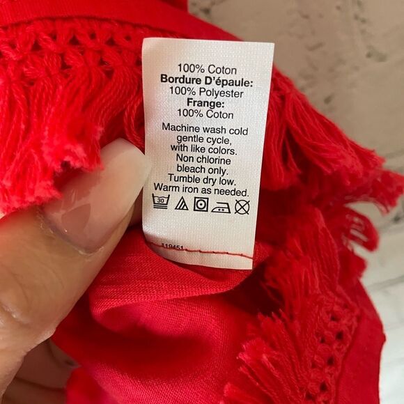 J.Crew Womens Size Small Fringe Knit Tank Top Red Sleeveless 100% Cotton - Picture 7 of 14
